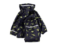 Name It dark sapphire glitter dino rain pants and jacket